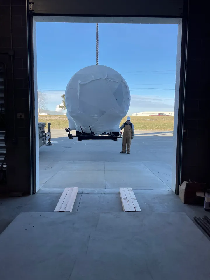 New steam boiler being installed at a food processing plant